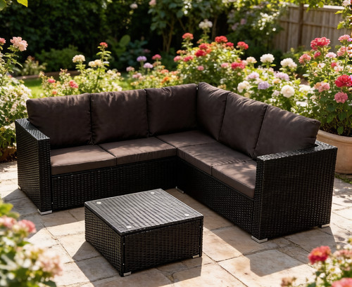 Rattan garden furniture corner - furniture,